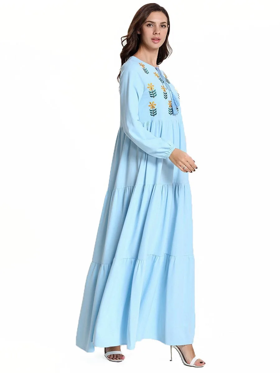 Женское платье в стиле бохо с вышивкой этническом стиле|Мусульманская одежда| |