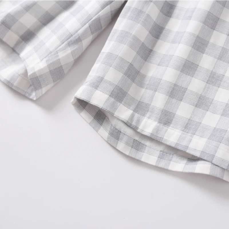 

Men's homePants Japanese Cotton Gauze Can Be Worn Outside Pajama Five-point Pants Cotton Plus Size Plaid Casual Beach Shorts