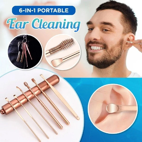 

Hot 6 In 1 Portable Ear Cleaning Set Reusable Ear Wax Removal Ear Cleaner with Storage Box For Home Outdoor