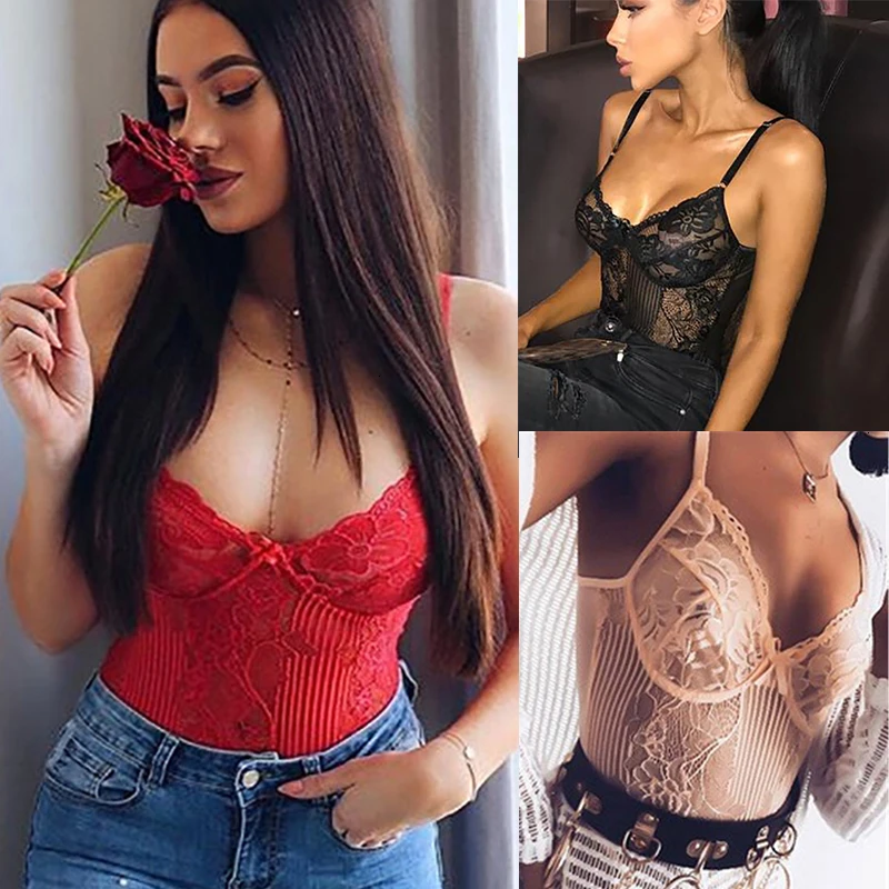 2019 Кружевные Боди костюмы для женщин боди красный Femme сексуальный сетчатый