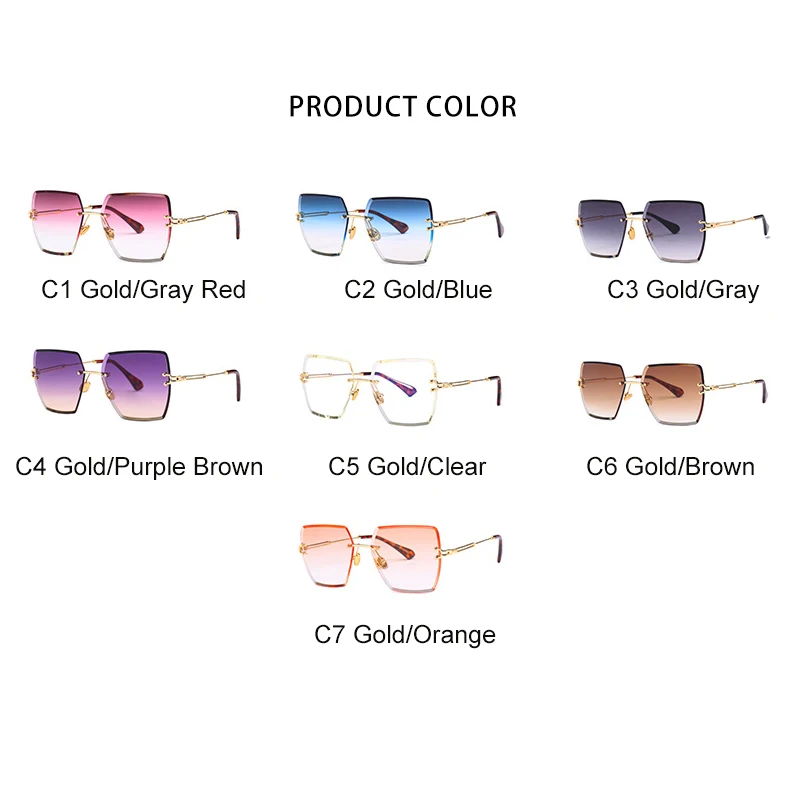 

ROYAL GIRL Rimless Square Sunglasses Women Fashion Summer Style Brand Designer Gradient Lens Eyewear UV400 Glass SS240