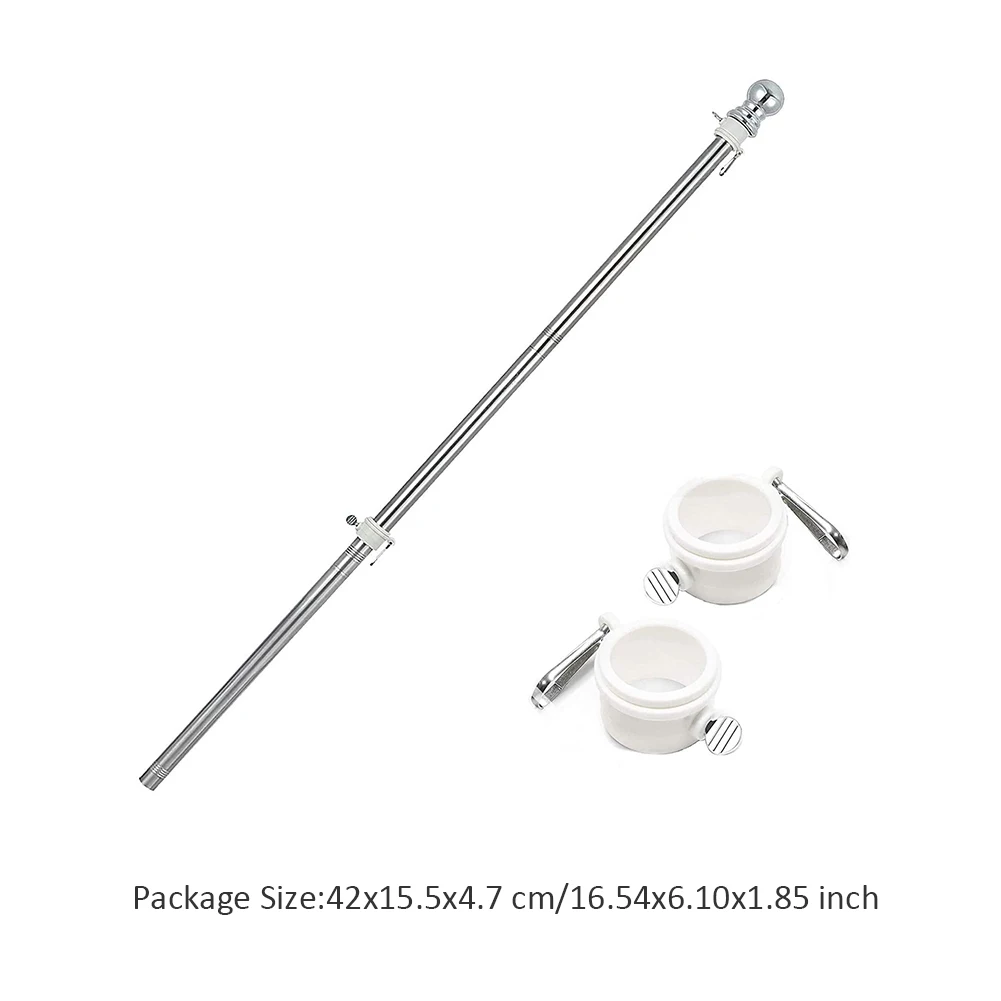 

1pc 2021 New Flagpole Durable Multifiction Stainless Steel 6 FT Rotating Flagpole with Bracket for Home Roof Garden Yard