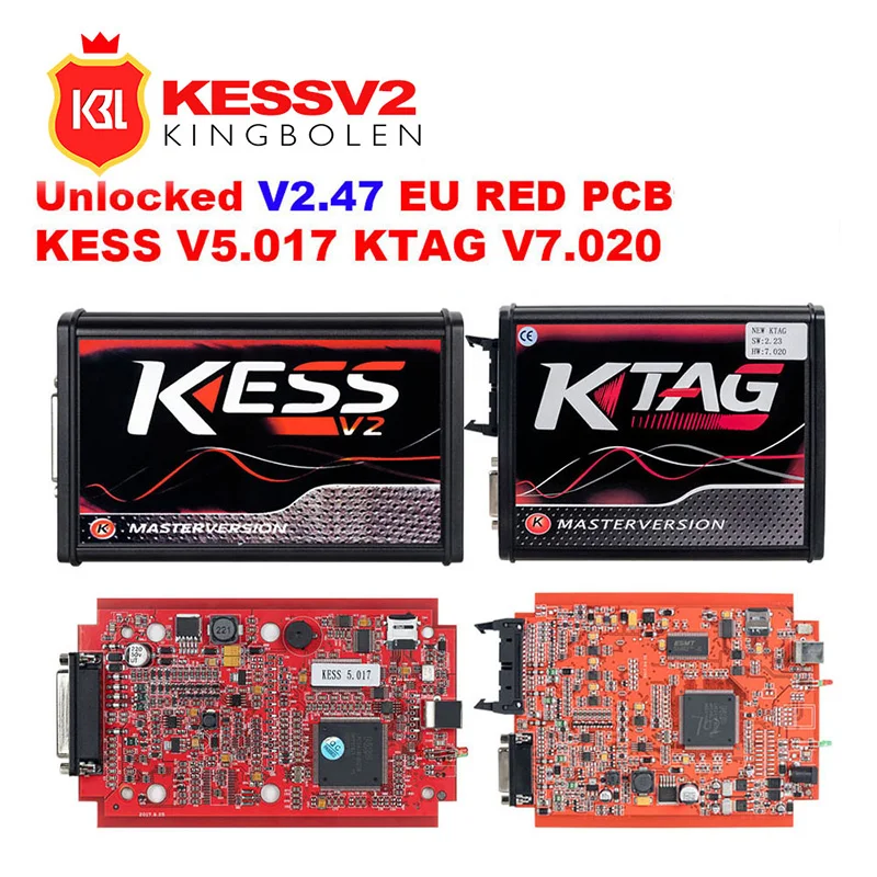 Красный KESSv2 V5.017 V2.47 KTAG V7.020 V2.25 без жетона лимит 4 светодиодный ЭБУ программист инструмент KESS V2 V5.017 KTAG v7.020 для автомобиля грузовика