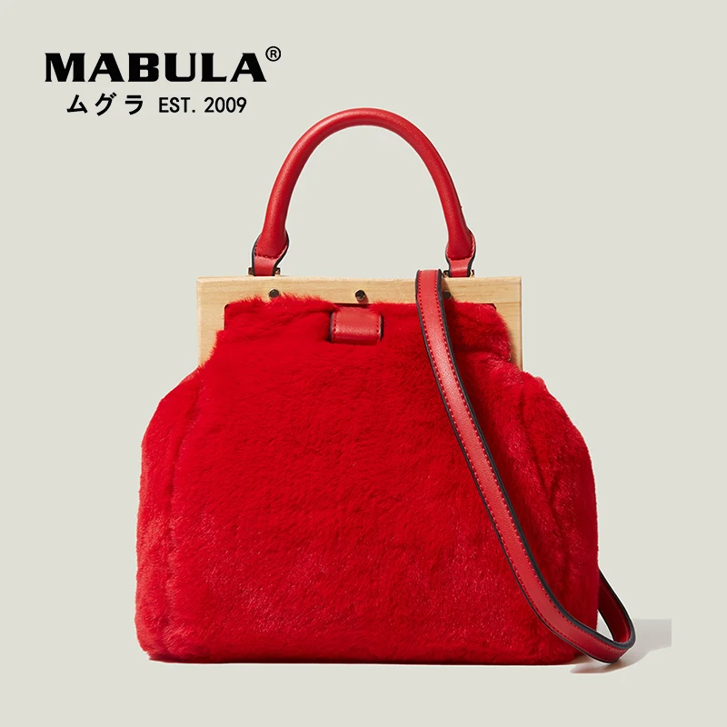 

Женская зимняя роскошная сумка-тоут MABULA, сумки с деревянным дизайном, женская сумка через плечо, кошельки для телефона из искусственного ме...