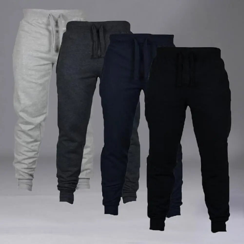

Casual Men Sweatpants Heren Joggers Solid Color Drawstring Elastic Waist Casual Spring Trousers for Daily Wear Men's Clothing