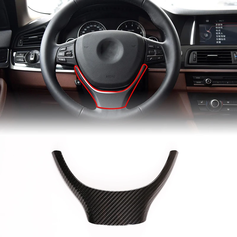 For BMW 5 7 Series 5 GT F10 F01 2009-2017 Car Interior Real Carbon Fiber Steering Wheel Decoration Cover Sticker Car Accessories