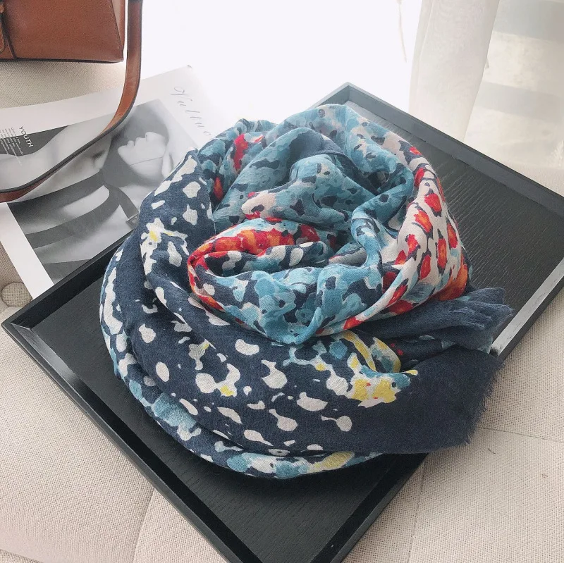 Женский зимний тонкий Шелковый шарф летняя шаль Солнцезащитная для моря