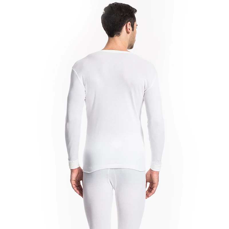 THREEGUN 100% Хлопок Мужское нижнее белье V-образным вырезом Теплый длинный Джонс