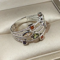 creative color micro set zircon ring european and american popular engagement ring size 5 11