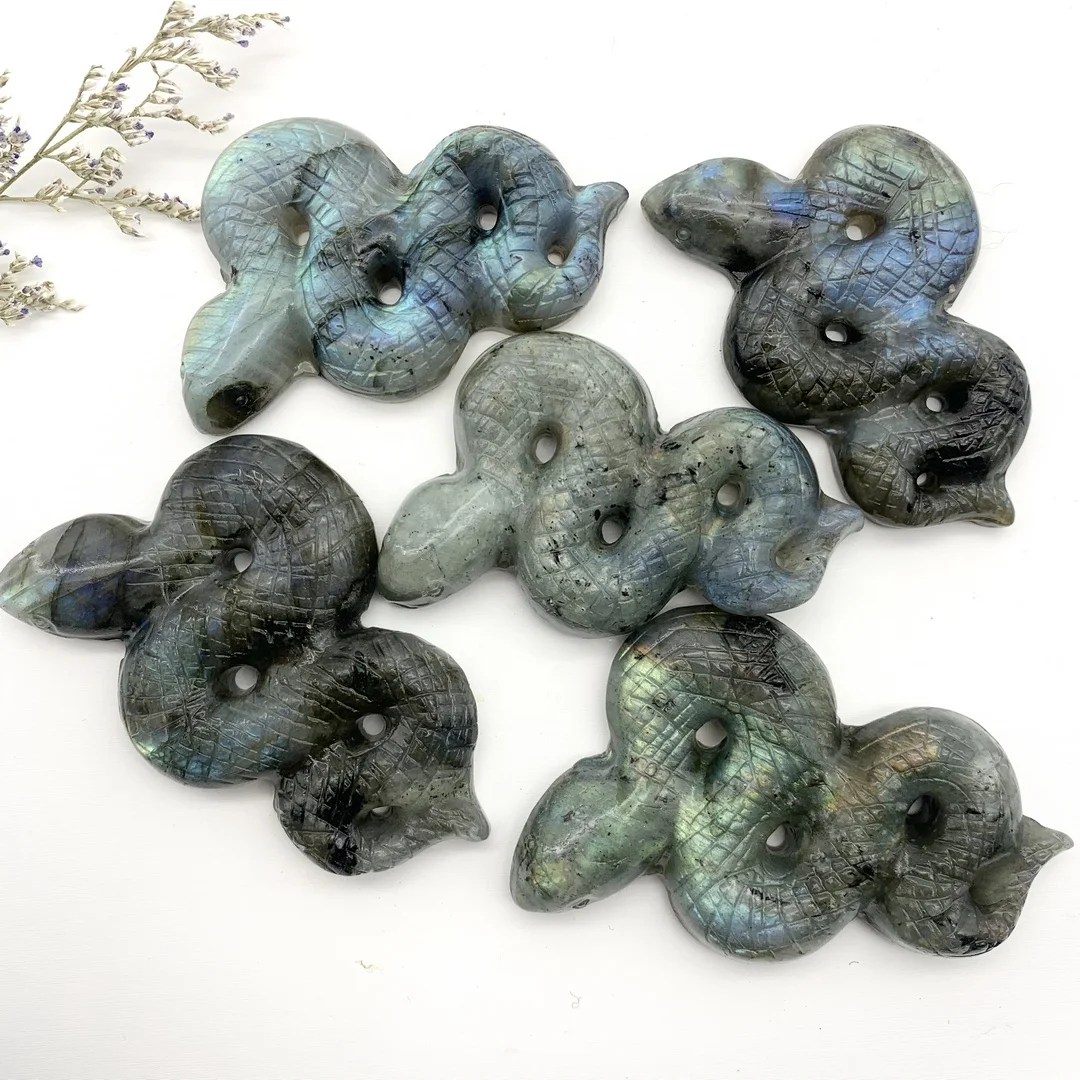 1 шт. натуральный Лабрадорит под змеиную кожу с украшением в виде кристаллов