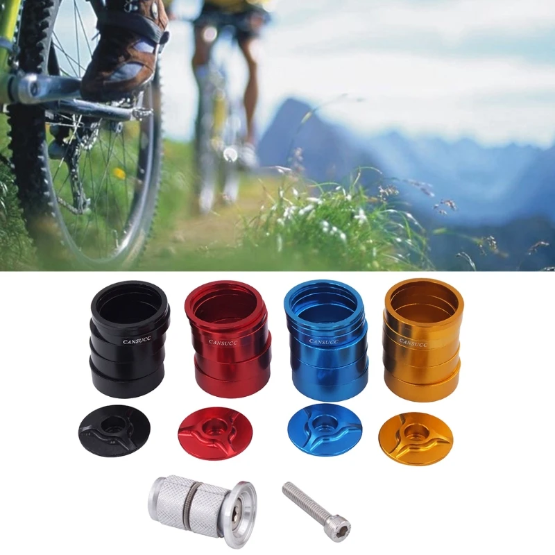 

1/8 Inch Headset Spacer w/ Stem Top Cap,Headset Star Nut Black Red Blue Gold 4 Color