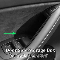 door side storage box for tesla model y 3 2021 interior accessories armrest storage organizers for phone holder flocking contain