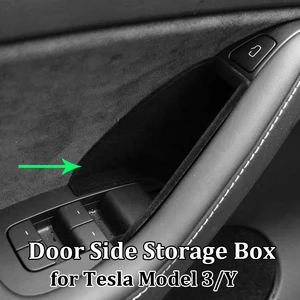 door side storage box for tesla model y 3 2021 interior accessories armrest storage organizers for phone holder flocking contain free global shipping