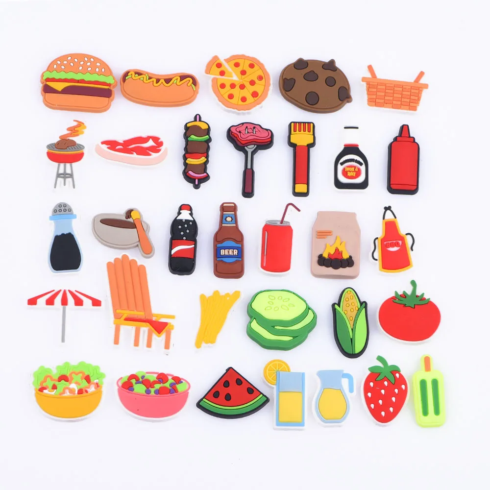 Cute Funny Wine Bottle Paper Shoe Charms Decoration Croc Accessories Plant Fruit Drink For JIBZ Clogs