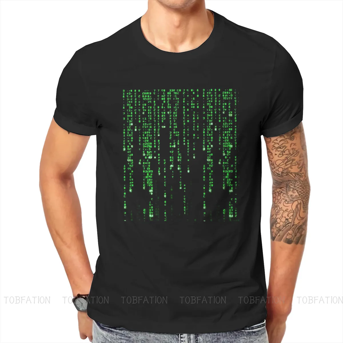 

Binary Code Program Hipster TShirts The Matrix Neo Anderson Morpheus Film Male Harajuku Fabric Tops T Shirt O Neck Big Size