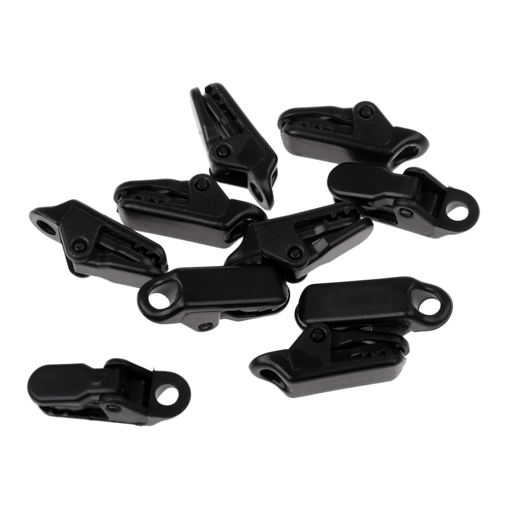 

10 Pieces Tent Clip Camping Tent Clamp Outdoor Fasteners Tool Durable Reinforcement Tents Black