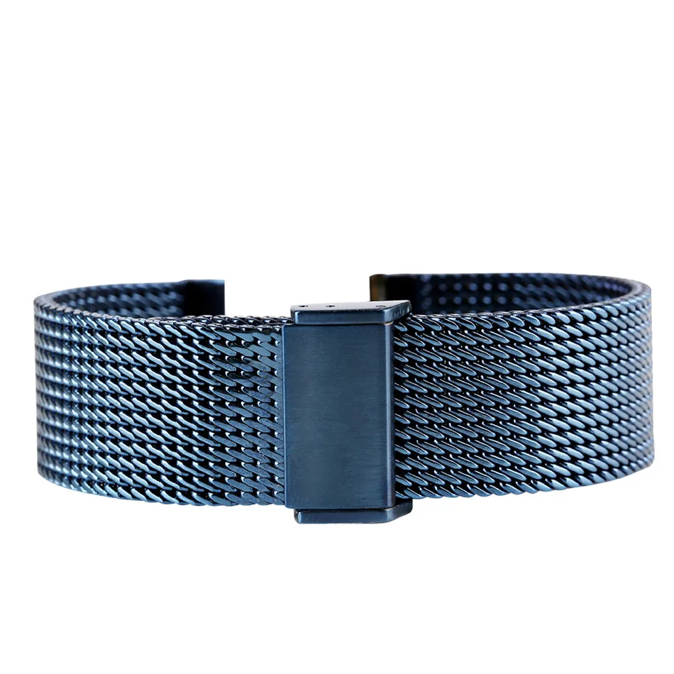 Solid Color 18mm/20mm/22mm Width Mesh Stainless Steel Watch Bands 5 Colors Choice Hook Buckle Metal Replacement Strap | Наручные часы