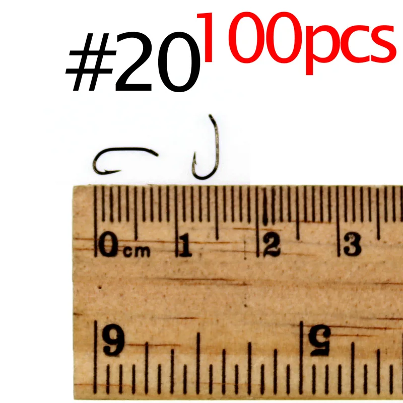 100pcs size 20 Bimoo 100 шт.#8#12#20 сухие мухобойные крючки Япония сильные и острые сухие мухобойные крючки для привязывания черного никеля для ловли форели - Цвет: 100pcs size 20