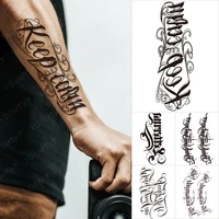 black english word waterproof temporary tattoo stickers arabic letter sanskrit totem arm body art flash fake tattoos women men