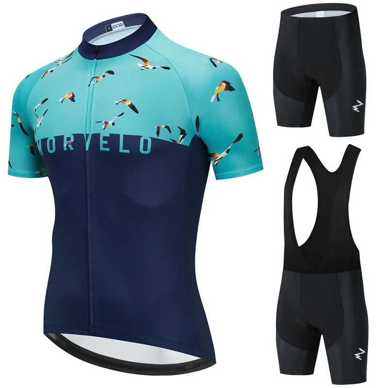 

2021 MORVELO Summer MTB Bicycle Team Short Sleeve Men's Cycling Jersey Set Maillot Ciclismo Breathable Cycling Clothing Sets