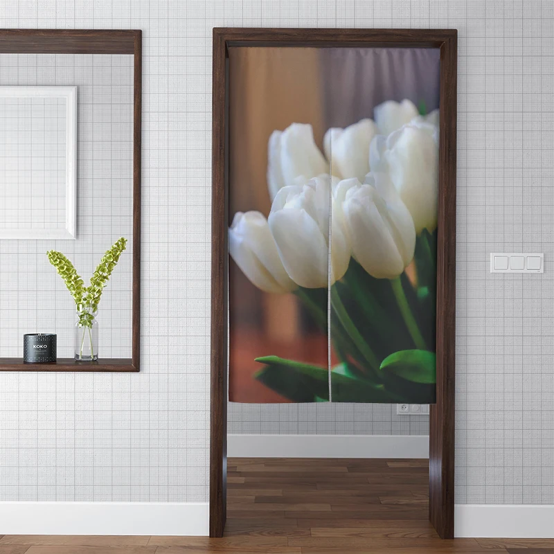 

Netherlands Tulip Flowers Thick Door Curtain Half Hung Hanging Kitchen Shelter Curtains Decor Home Delicate Short Plush Tapestry