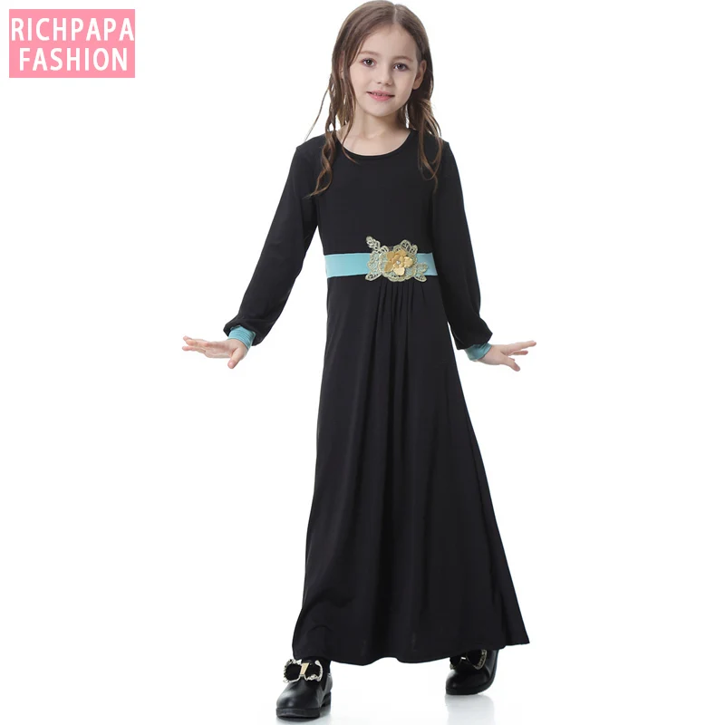 Платья 2019 абайя Дубай Арабский кафтан Турция детский мусульманский хиджаб