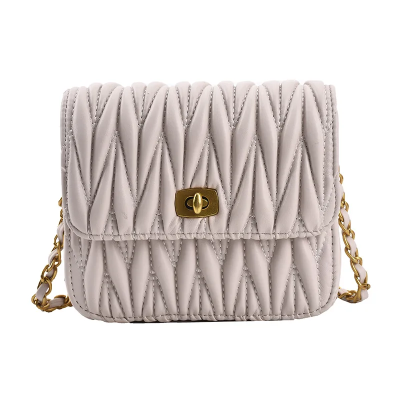 

2021 New Summer Quality Folds Rhombus Chain Wild Western Fashion Mini Brand Luxury Women'S Shoulder Crossbody Small Square Bag