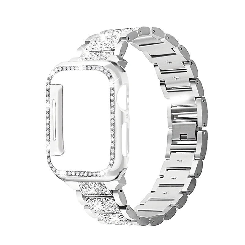 Бриллиантовый чехол и ремешок для apple watch band 44 мм 40 браслет из нержавеющей стали