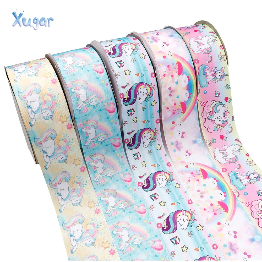 

2Yards 3" 75mm Unicorn Series Polyester Ribbon Garment Accessories Heat Transfer Printing Gift Wrapping Belt DIY Sewing Crafts