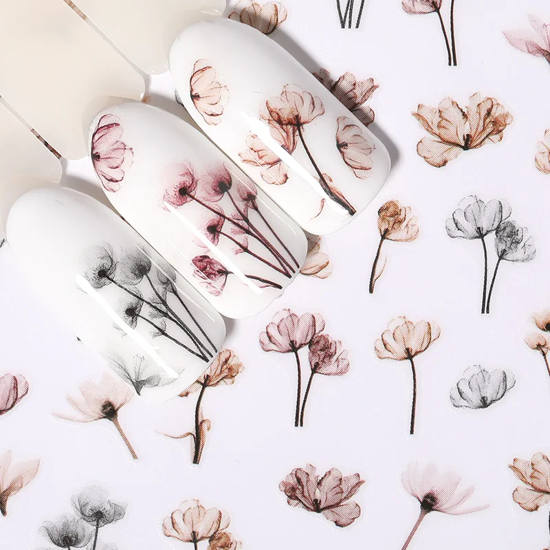 

Spring 3D Embossed Floral Nail Sticker Adhesive Plants Leaves Flowers Fruit Transfer Sticker Decals Nail Art Decoration