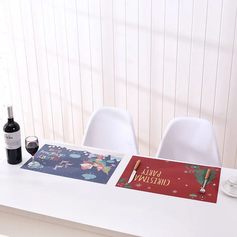 Рождественская подстилка из ПВХ коврик для обеденного стола нескользящая
