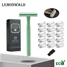 Lemonwald зеленый двойной окантовкой Безопасность бритвы передовые влажное бритье с 5 лезвиями, самый лучший подарок для влюбленных