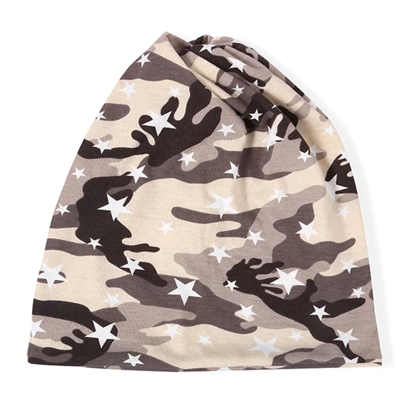 Зимняя женская хлопковая шапка с принтом звезд облегающие шапки для женщин шарф