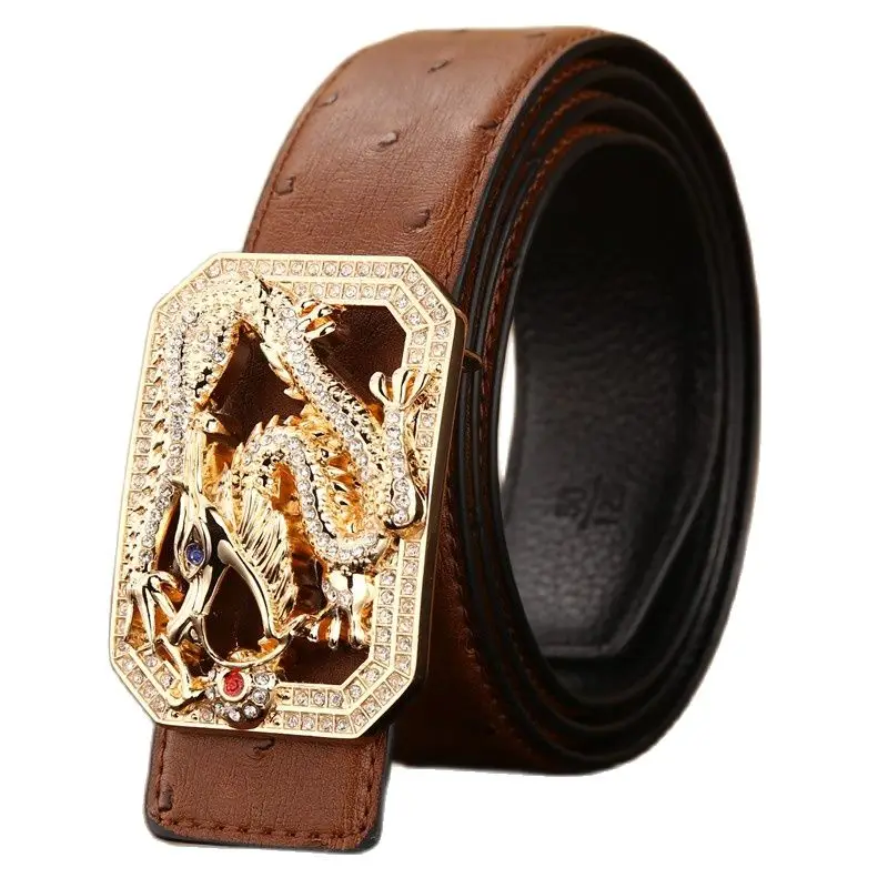 Мужские ремни из натуральной воловьей кожи в стиле страуса 125 см | Аксессуары для