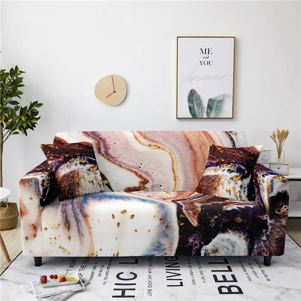 Мраморные растягивающиеся Чехлы на диван защита мебели полиэстеровый чехол для