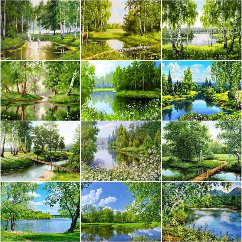 

RUOPOTY 60x75cm Frame Painting By Numbers Forest Scenery Picture By Numbers Acrylic Paint On Canvas Home Decors Artcraft Diy Kit