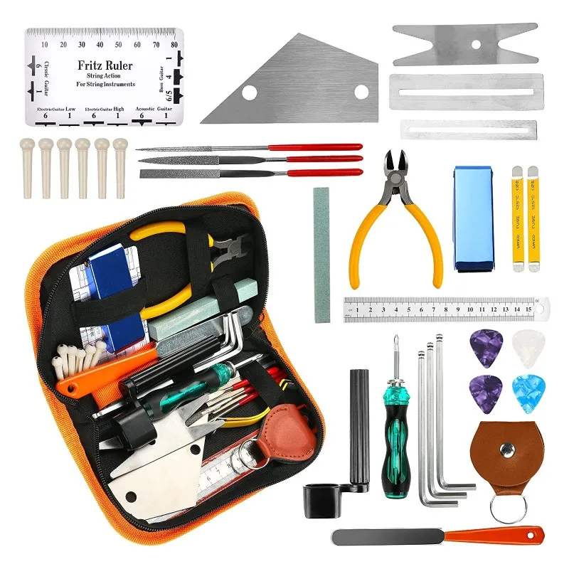 

Guitar Repair Tool Kit 32pcs Guitar Repairing Maintenance Tools Kit with Carry Bag Professional Guitar Setup Kit Accessories