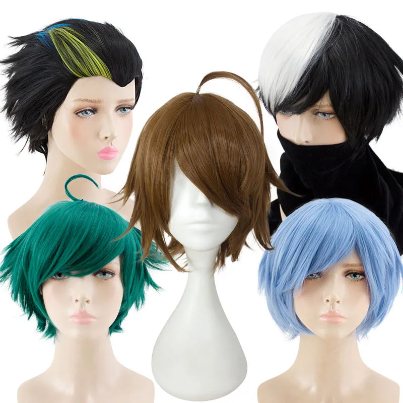 LVHAN Arena Valor Cosplaywig темно зеленый коричневый желтый натуральный черный M челка косая