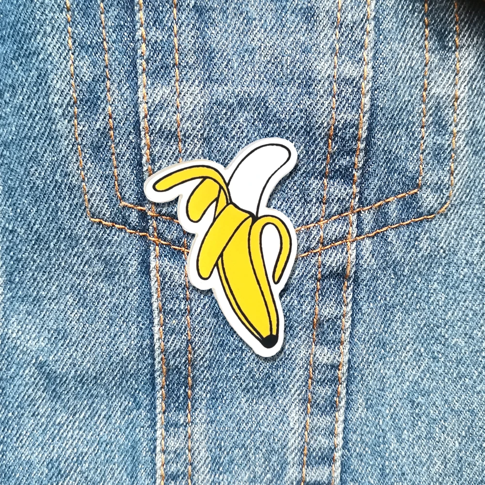 

Beautiful Brooches For Women Cute Banana Lapel Pins Vintage Fruit Acrylic Badges Clothes Accessories Jewelry Gift