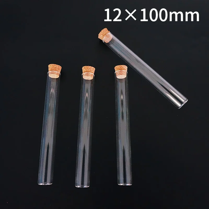 

30pcs/lot Lab 12x100mm Glass Flat Bottom Test Tubes with Cork Stopper for Kinds of Experiments