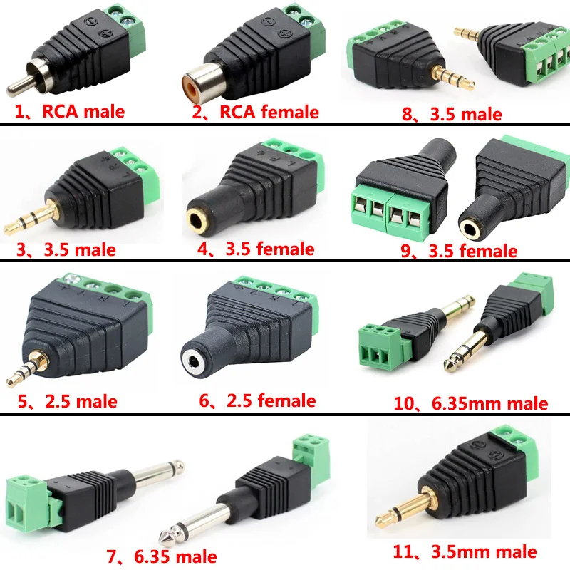 2 шт./лот 3 5 разъем 6 35 мм стерео адаптер RCA аудио моно канальный штекер для