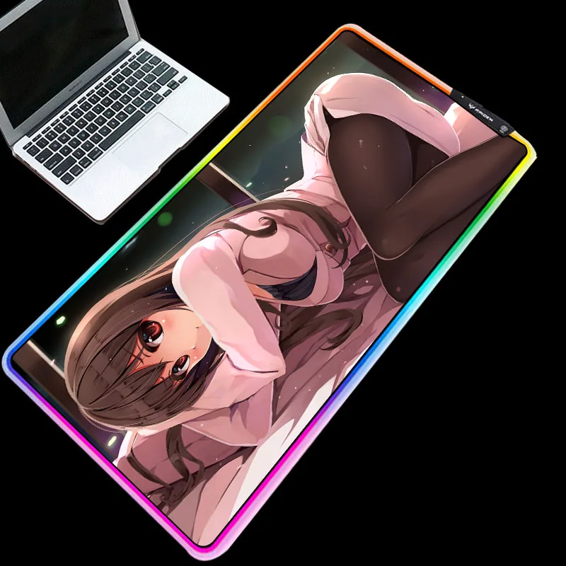 

XGZ RGB коврик для мыши светодиодный подсветкой Аниме Сексуальная девушка фото коврик для мыши с изображением Поддержка 3 светодиодный модели ...