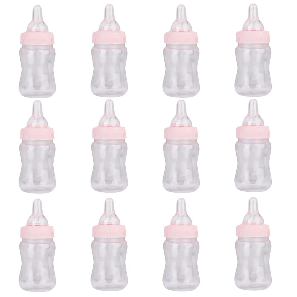 12x Milk Bottles Baby Shower Christening Favors Party Decor Girls Boys Pink | Дом и сад
