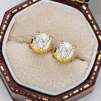 trendy 0 5 ct d color asscher cut moissanite stud earrings for women 100 925 sterling silver vvs moissanite pass diamond tester