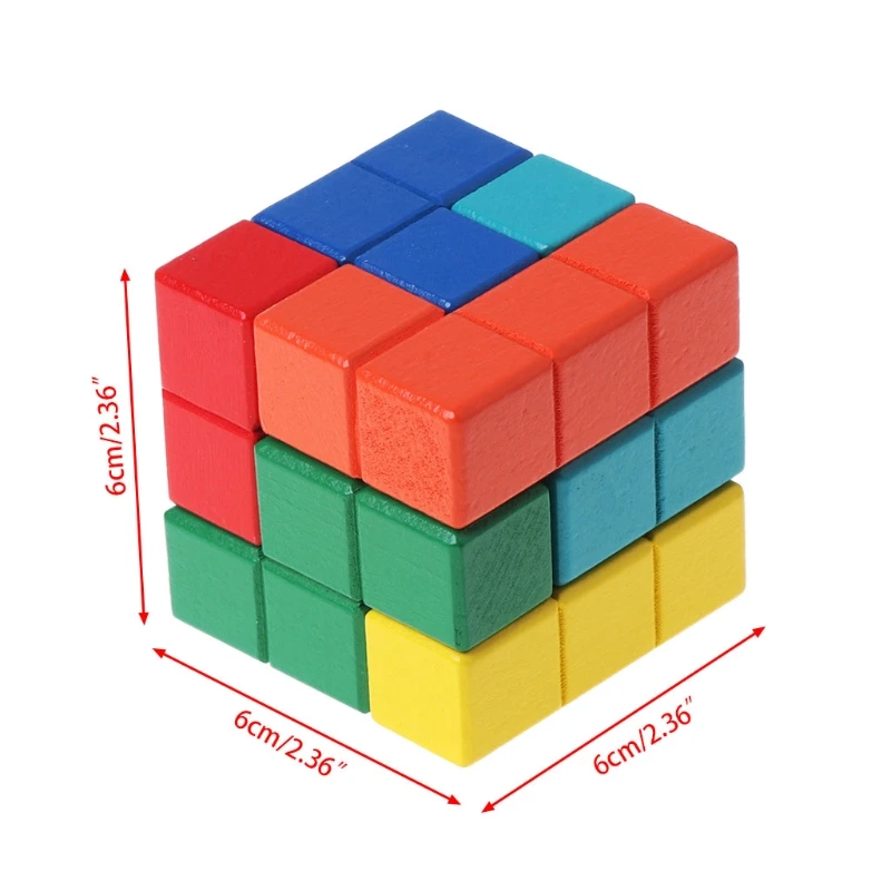 

Magic Cube Multi-color 3D Wooden Puzzle Educational Brain Teaser Game