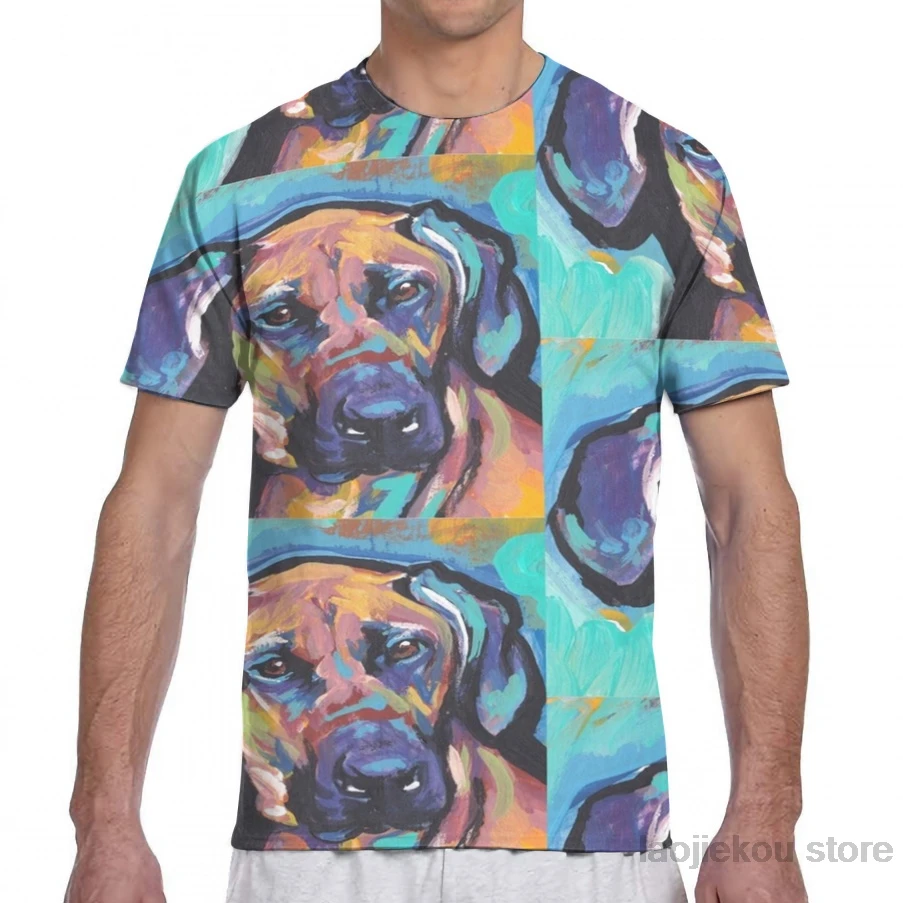 Яркая красочная Мужская футболка Rhodesian Ridgeback с рисунком поп-собаки женская модная
