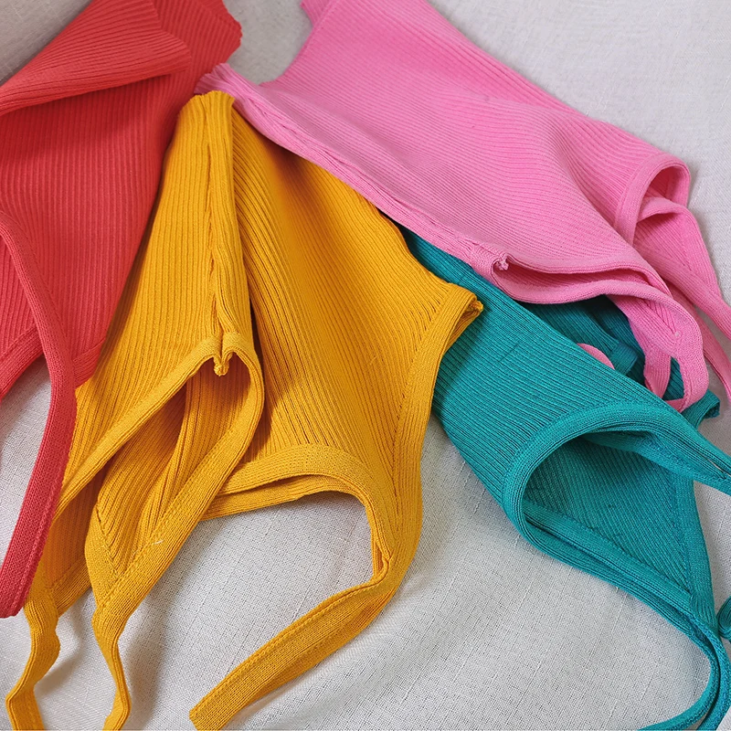 

Women Tops Knitting Camisoles Female Solid Camis Street Camisole Ladies Camis With Straps Spaghetti Crop Tops Women