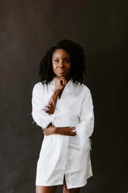 Халат невесты на заказ женский халат с перьями белое кимоно