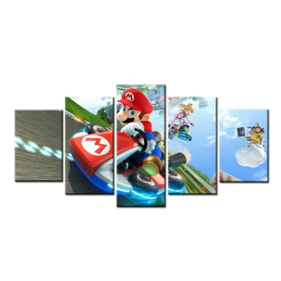 Mario Kart 8 игровой плакат 5 шт. настенные художественные картины HD холст для детской
