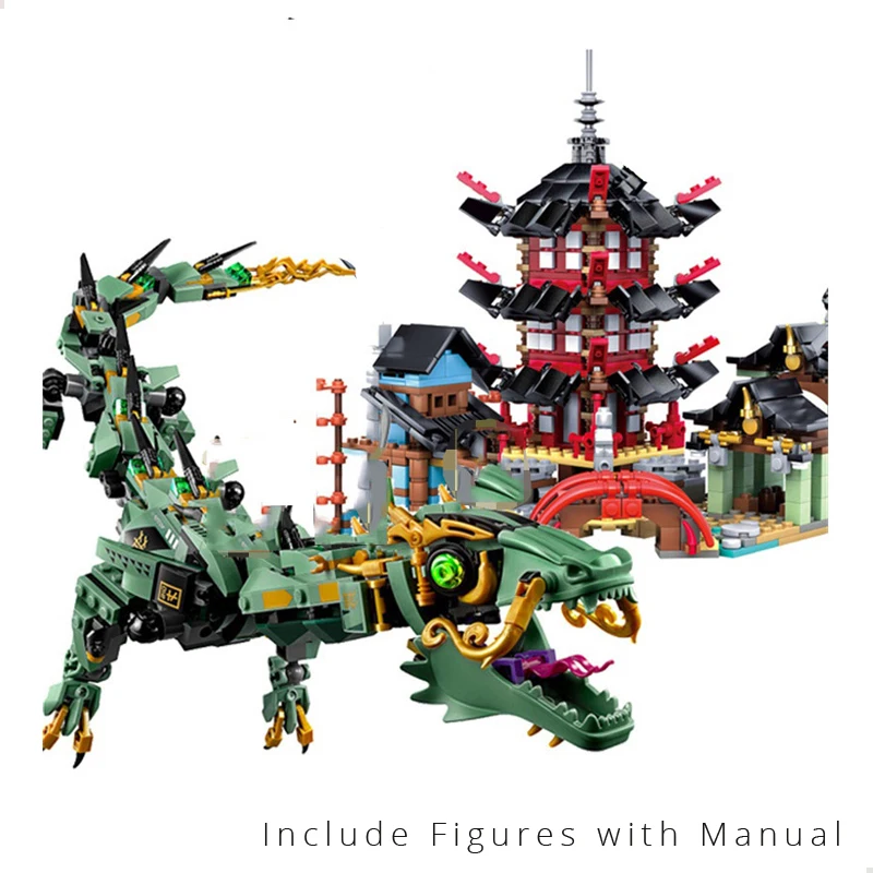 

Movie Temple and Dragon Building Blocks with Ge Figures Compatible Goe City Bricks Kids Educational Toys